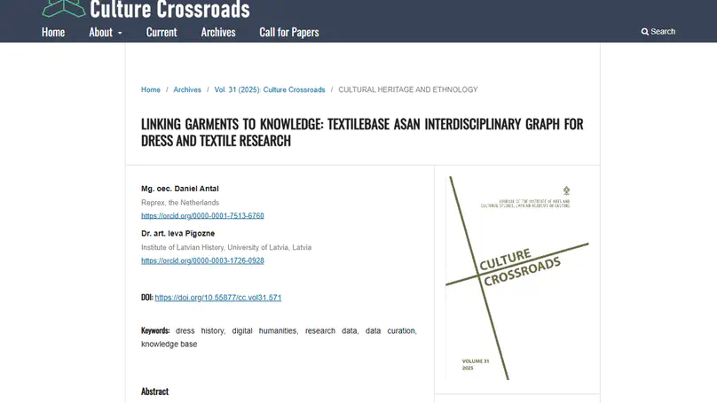 Linking Garments to Knowledge: TextileBase as an Interdisciplinary Graph for Dress and Textile Research